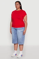 Womens Plus Side Ruched Tee, 1X