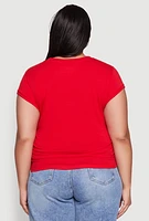 Womens Plus Side Ruched Tee, 1X