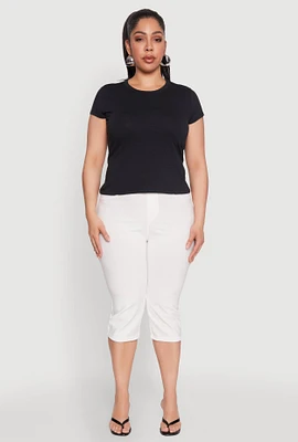 Womens Plus Short Sleeve Crew Neck Tee,
