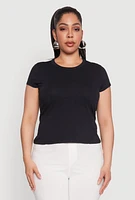 Womens Plus Short Sleeve Crew Neck Tee,