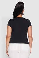 Womens Plus Short Sleeve Crew Neck Tee,