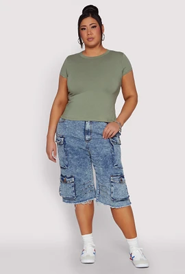 Womens Plus Short Sleeve Crew Neck Tee,