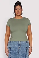 Womens Plus Short Sleeve Crew Neck Tee,