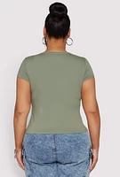 Womens Plus Short Sleeve Crew Neck Tee,
