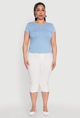 Womens Plus Short Sleeve Crew Neck Tee,