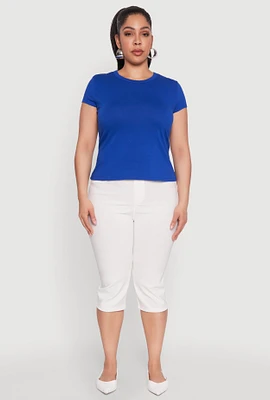 Womens Plus Short Sleeve Crew Neck Tee,