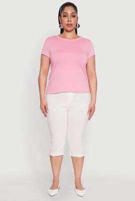 Womens Plus Short Sleeve Crew Neck Tee,