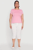 Womens Plus Size Short Sleeve Crew Neck Tee, Pink, Size 1X