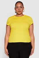Womens Plus Short Sleeve Crew Neck Tee, Yellow,