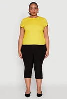 Womens Plus Short Sleeve Crew Neck Tee, Yellow,