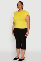 Womens Plus Short Sleeve Crew Neck Tee, Yellow,