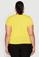 Womens Plus Short Sleeve Crew Neck Tee, Yellow,