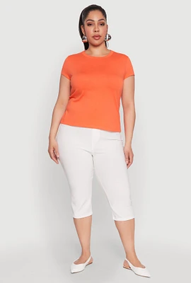 Womens Plus Short Sleeve Crew Neck Tee,