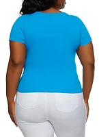 Womens Plus Ribbed Crew Neck T Shirt,