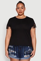 Womens Plus Fringe Tee, 3X