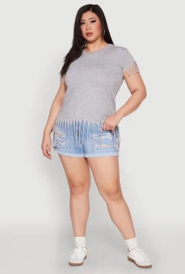 Womens Plus Fringe Tee,