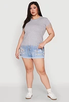 Womens Plus Size Fringe Tee, Grey, Size 3X