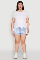 Womens Plus Size Fringe Tee, White, Size 1X