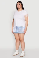Womens Plus Size Fringe Tee, White, Size 1X