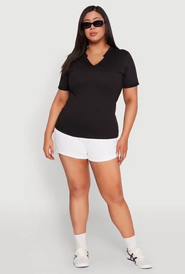 Womens Plus Notch Neck Basic Tee,