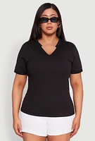 Womens Plus Notch Neck Basic Tee,