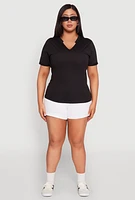 Womens Plus Notch Neck Basic Tee,