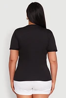 Womens Plus Notch Neck Basic Tee,
