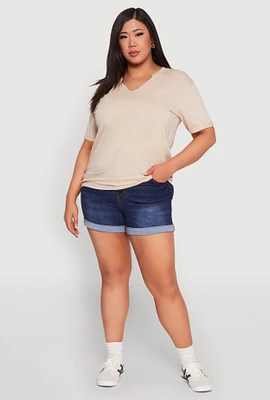 Womens Plus Notch Neck T Shirt,