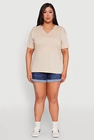 Womens Plus Notch Neck T Shirt,