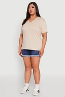 Womens Plus Notch Neck T Shirt,