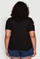 Womens Plus Cut Out Crew Neck Tee,