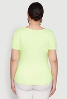 Womens Plus Cut Out Crew Neck Tee,