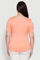 Womens Plus Size Cut Out Tee, Orange, Size 4X