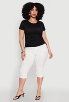 Womens Plus Size Seamless Rib Knit Tee, Black, Size 3X-4X
