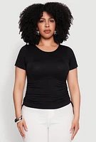 Womens Plus Size Seamless Rib Knit Tee, Black, Size 3X-4X