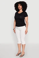 Womens Plus Size Seamless Rib Knit Tee, Black, Size 3X-4X
