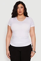 Womens Plus Size Seamless Rib Knit Tee, White, Size 1X-2X