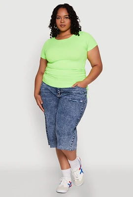 Womens Plus Seamless Rib Knit Tee,