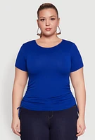 Womens Plus Seamless Drawstring Side Tee, 1X-2X
