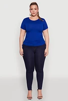 Womens Plus Seamless Drawstring Side Tee, 1X-2X