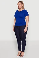 Womens Plus Seamless Drawstring Side Tee, 1X-2X