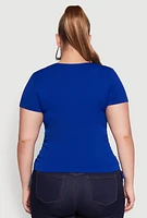 Womens Plus Seamless Drawstring Side Tee, 1X-2X