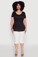Womens Plus Ribbed Knit Ruched Tee, 1X