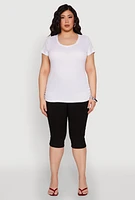 Womens Plus Ribbed Knit Ruched Tee,