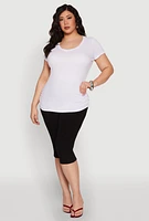 Womens Plus Ribbed Knit Ruched Tee,