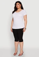 Womens Plus Ribbed Knit Ruched Tee,