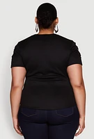 Womens Plus Cut Out Detail Short Sleeve Top,