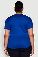Womens Plus Cut Out Detail Short Sleeve Top,