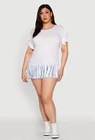 Womens Plus Fringe Hem Tee, White,