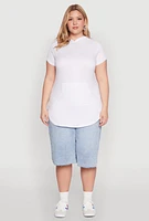 Womens Plus Size Kangaroo Pocket Tunic Hooded Top, White, Size 3X